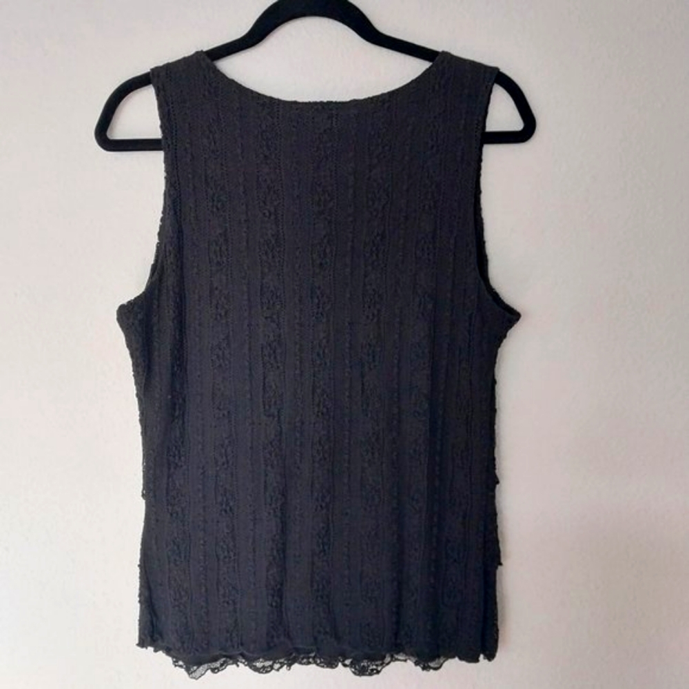 INC International Concepts Tiered Black Lace V-Neck Sleeveless Top NWOT - Picture 4 of 8
